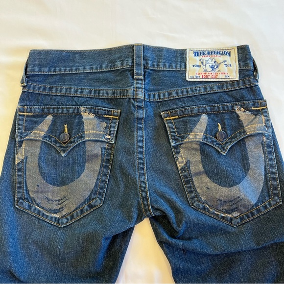 AUTHENTIC True Religion Denim Y2K Bootcut Logo USA Made Jeans Size 33 x 33 EUC - Picture 6 of 16